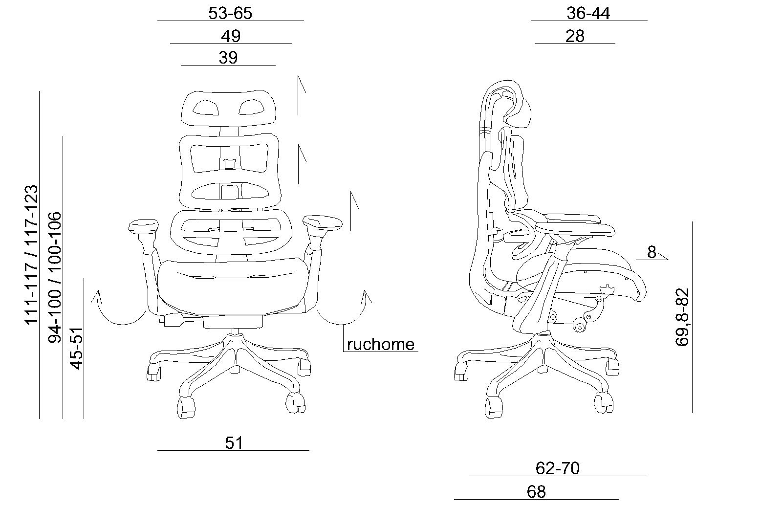 ERGOTHRONE fotel biurowy wymiary