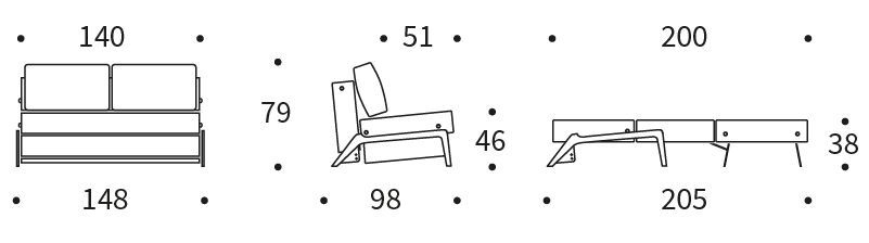 Cubed sofa rozkładana - wymiary