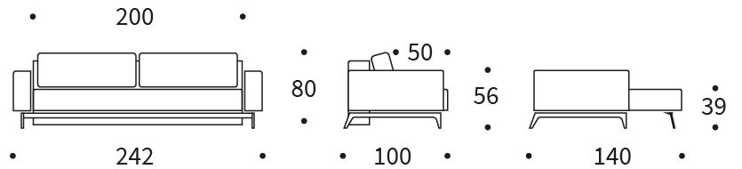 IDUN sofa rozkładana - wymiary