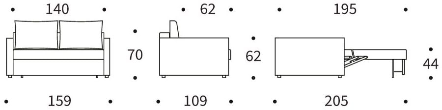 neah 140 sofa bed slim arms wymiary min