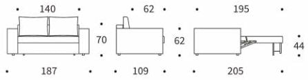 Neah 140 sofa bed standard arms wymiary