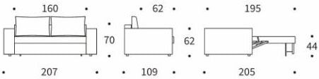 Neah 160 sofa bed standard arms wymiary