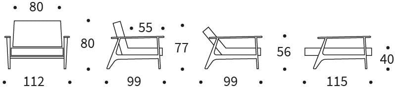 SPLITBACK FREJ fotel rozkładany - wymiary