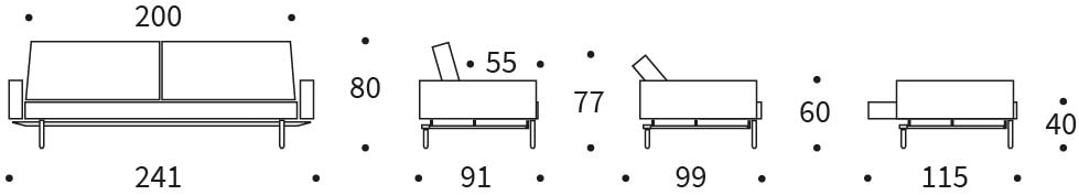SPLITBACK sofa z podłokietnikami - wymiary