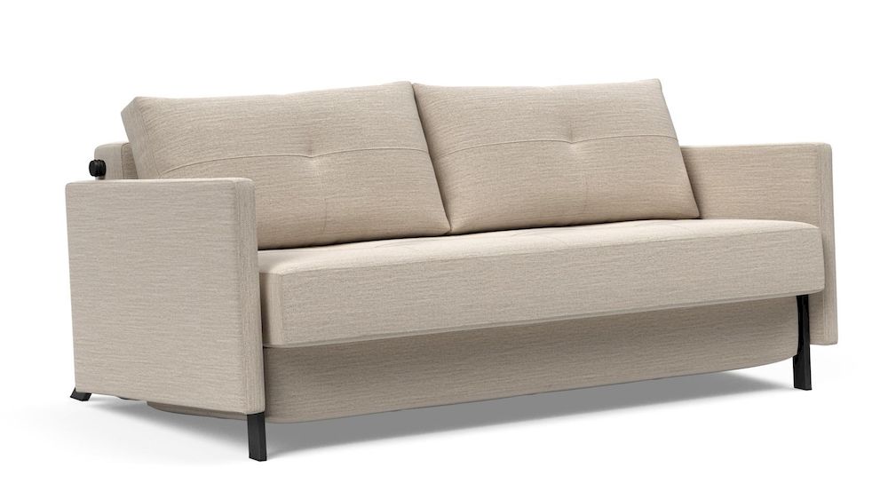 CUBED 160, sofa rozkładana, podłokietniki tapicerowane, designerska sofa, sprężyny faliste