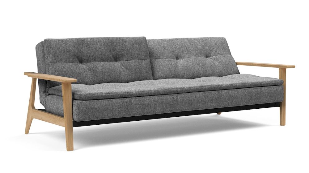 DUBLEXO FREJ, sofa z funkcją spania, sofa z regulowanym oparciem, sofa z dębowymi podłokietnikami, sofa 3- osobowa