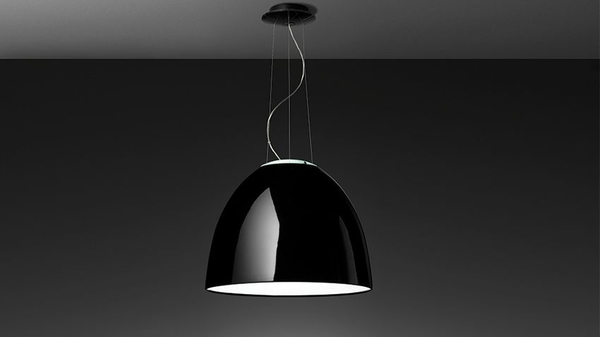 ARTEMIDE NUR GLOSS lampa A242110, czarna lampa wysoki połysk, czarna lampa wisząca, nowoczesna lampa sufitowa, designerskie lampy wiszące