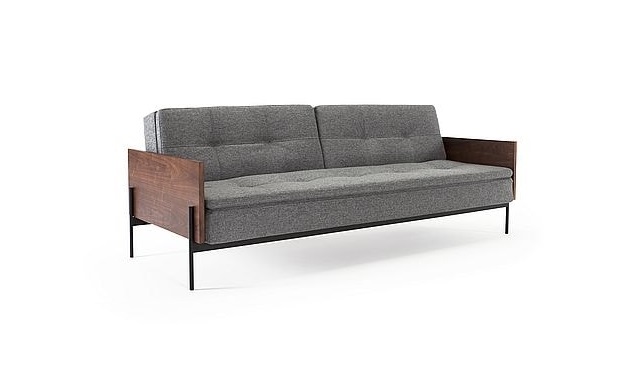 DUBLEXO LAUGE, sofa z orzechowymi podłokietnikami, sofa rozkładana, sofa w stylu skandynawskim, sofa z regulowanym oparciem, nowoczesna sofa, nowoczesna sofa rozkładana,
