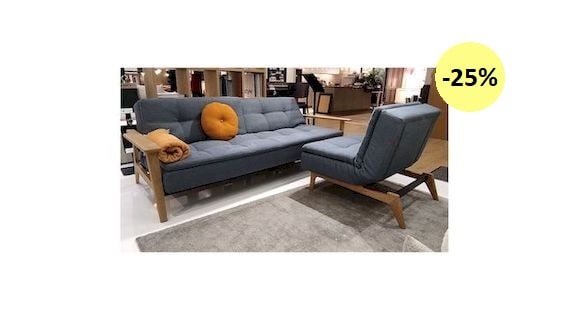 DUBLEXO FREJ sofa rozkładana + fotel EIK zestaw sofa fotel innovation