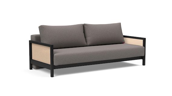 NARVI, sofa z podłokietnikami rattanowymi, sofa z funkcją spania, sofa rozkładana, sofa duńska