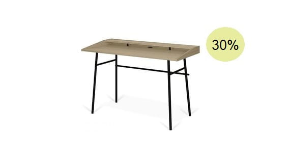 PLY, biurko dąb, biurko drewniane, biurko z czarnymi nogami, biurko nogi metal