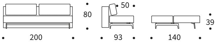 TRYM sofa rozkładana - wymiary